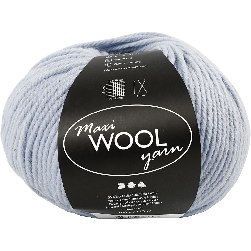 Wool, dust blue, length: 125 m, 100 g/1 ball
