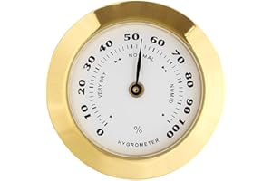 YOUNGY Upgraded Mini Analog Hygrometer - 38mm Glass, Suitable for Humidors, Guitars, Violins - Thermometer with Probe