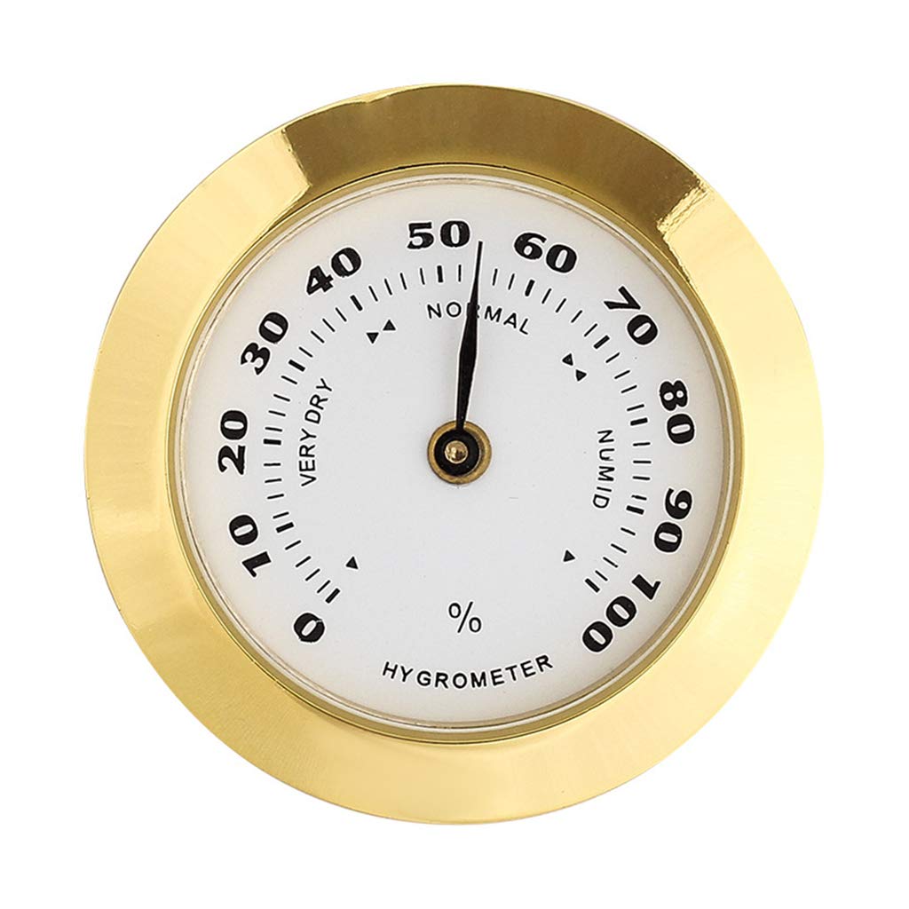 Gereiny Professional Analog Hygrometer - Mechanical Round Humidity Gauge, Accurate Moisture Meter, Gold
