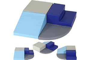 BLKMTY Kids Corner Climber 4-Piece Set Climbing Toys for Toddlers 1-3, Soft Babies Climb Foam Play Set Safe Indoor Baby Crawling Foam Blocks Children Foam Toys for Kids Crawling and Sliding, Blue