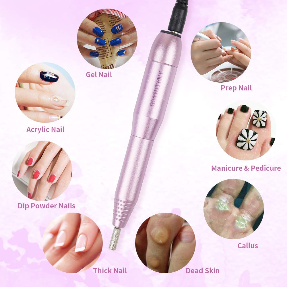 Electric Nail Drill Professional 25000RPM Portable Manicure Pedicure Polishing Shape Tools Efile Nail File Drill Kit For Acrylic, Removing Acrylic Gel Nails: Beauty