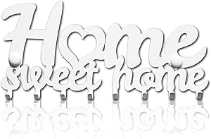 Key Holder for Wall Mount Sweet Home (8-Hook Rack) Decorative, Metal Hanger for Front Door, Kitchen, or Garage | Store House, Work, Car, Vehicle Keys | Vintage Decor