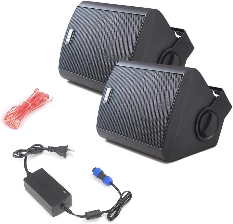 Wall Mount Home Speaker System - Active + Passive Pair Wireless Bluetooth Compatible Indoor / Outdoor Waterproof Weatherproof Stereo Sound Speaker Set with AUX IN - Pyle PDWR52BTBK (Black), 5.25 Inch: Home Audio & Theater
