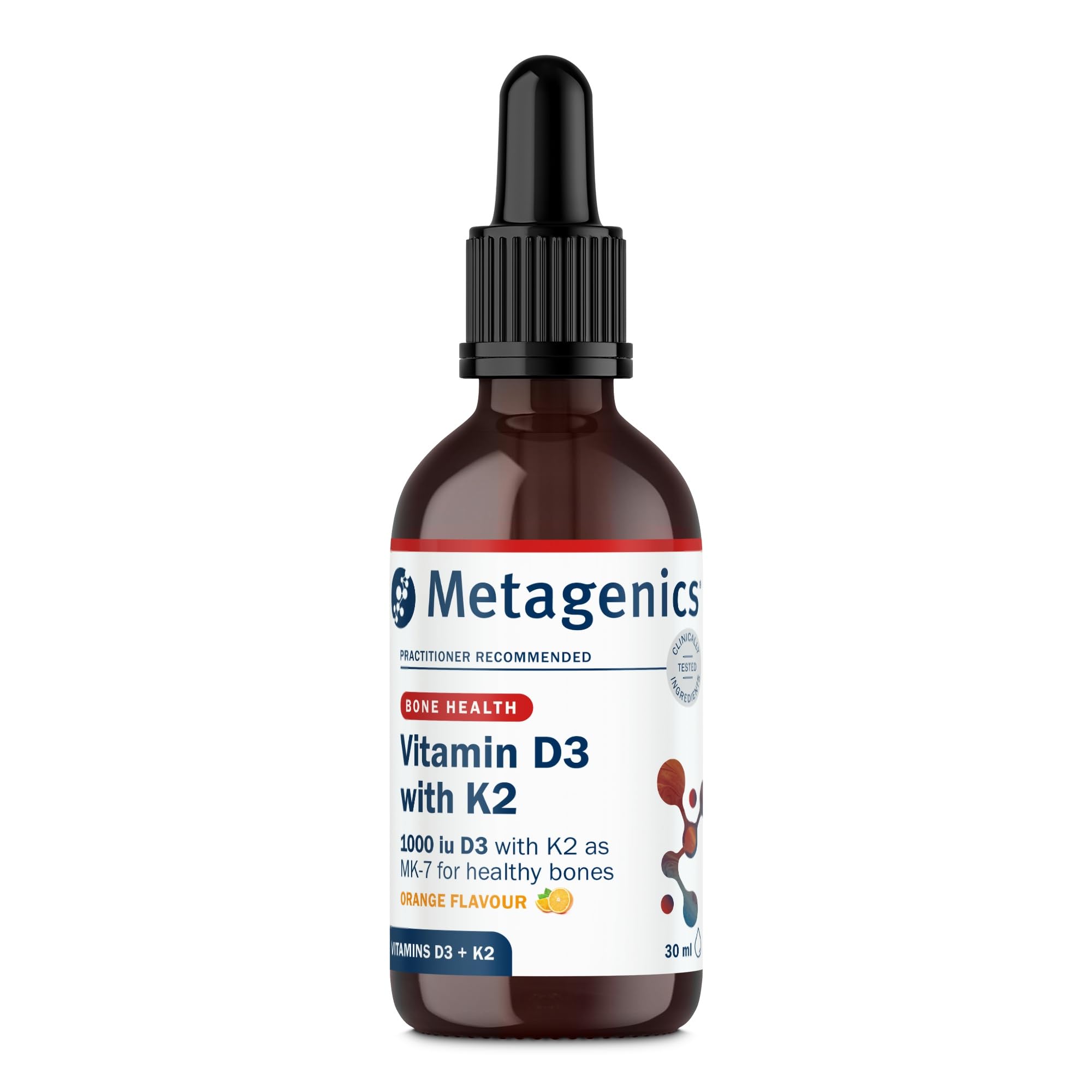 Metagenics Vitamin D3 with K2 Liquid Drops - Bone Health & Immunity - Orange, 30ml