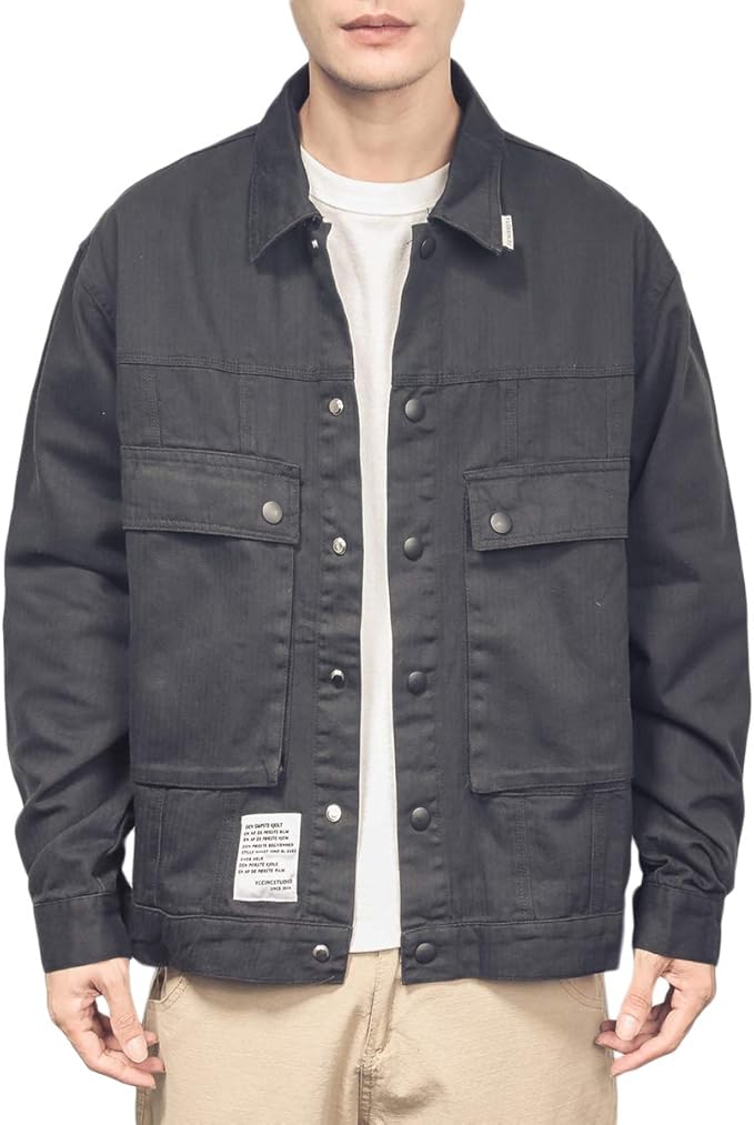 Amazon 秋服 メンズ 長袖 ジャケット カジュアル コットン 大きいポケット カーゴジャケット シンプル ジージャン オシャレ シャツ ジャケット メンズ 秋 冬 コート ジャケット 通販