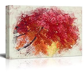 Canvas Print Landscape Wall Art - Autumn Leaves - Gallery Wrap Modern Home Art | Ready to Hang -12x18 inches