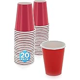 SparkSettings Disposable Paper Cups, 8 oz. Red Paper Coffee Cups, Strong and Sturdy Coffee Disposable Cups for Party, Wedding, Thanksgiving Day, Christmas, Halloween Hot Cups, Pack of 20