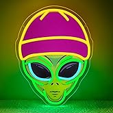 Alien Led Neon Light Sign, Alien LED Light Up Signs Lamp for Wall Decor Teen Boys Bedroom Party Beer Bar Decorations Game Room Man Cave Wall Art Gift for Man Husband Birthday USB Powered(14.6" × 11.2")