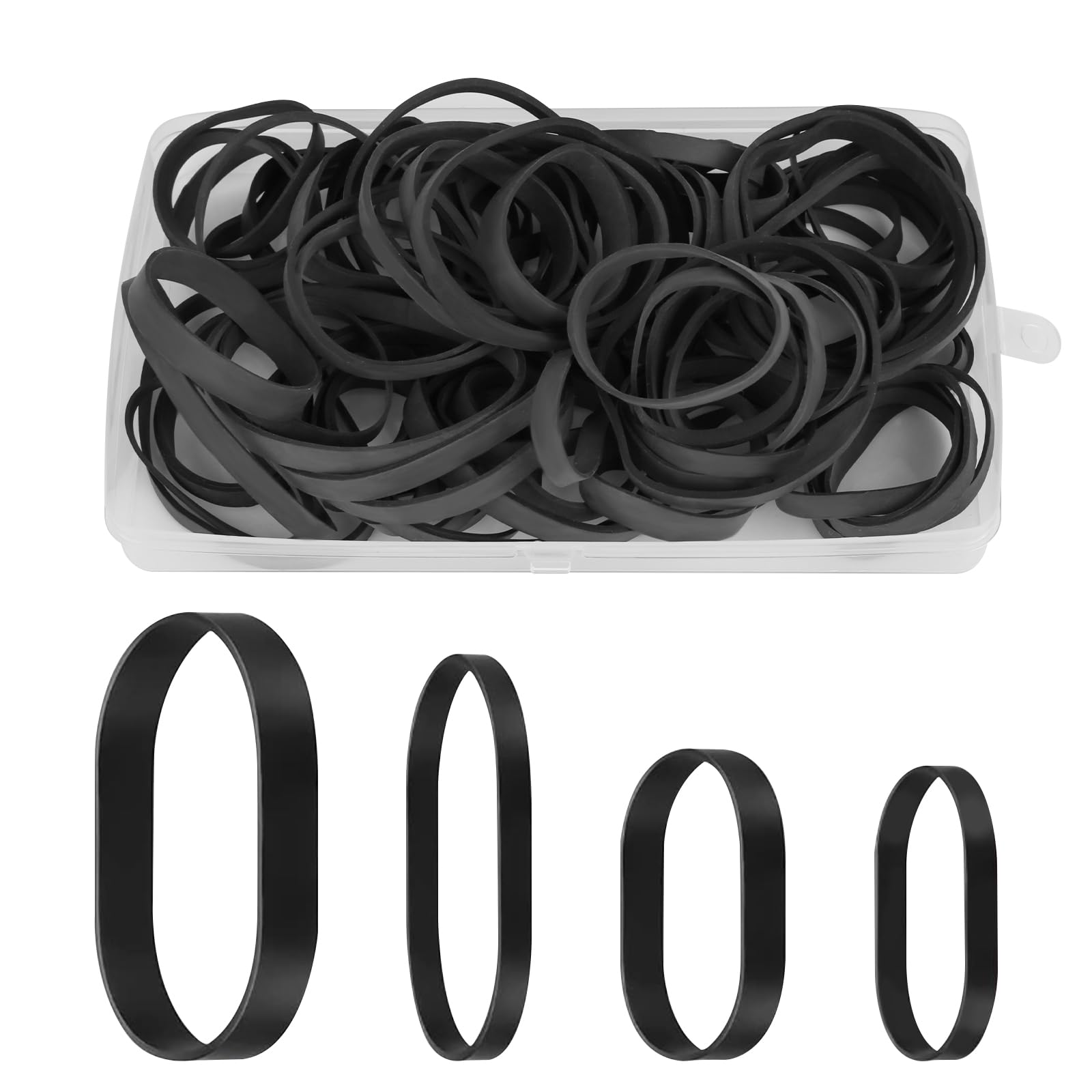 80pcs Large Rubber Bands, 4 Sizes of Heavy Duty, Extra Wide and Thick Black Tactical Elastic Bands, Weather-Resistant for Industrial and Camping Use