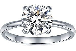 IMOLOVE Solitaire Moissanite Engagement Ring, 1CT D Color VVS1 Clarity, 925 Sterling Silver with 18K White Gold Plated, Ideal Gift for Women