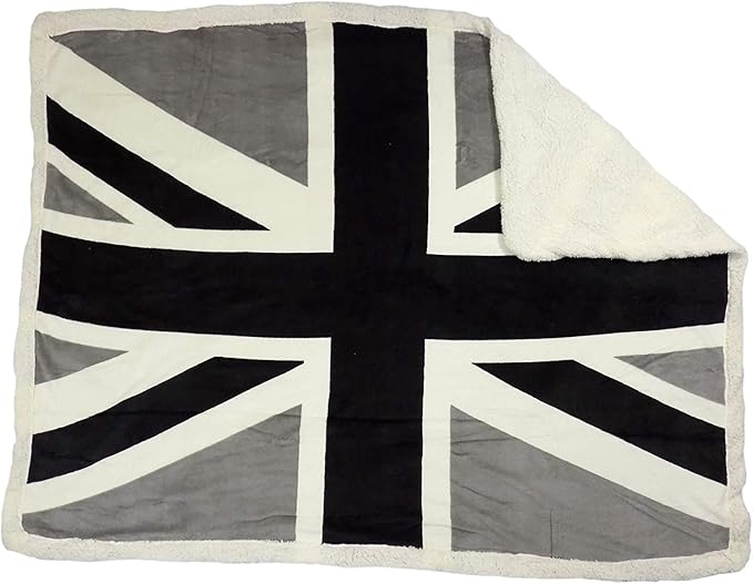 LARGE STUNNING BLACK WHITE UNION JACK SOFT FLEECE THROW BLANKET 130 X