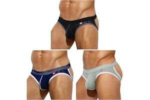 Arjen Kroos Men's Jockstrap Underwear 3 Pack Breathable Mesh Thong Gym Athletic Supporters