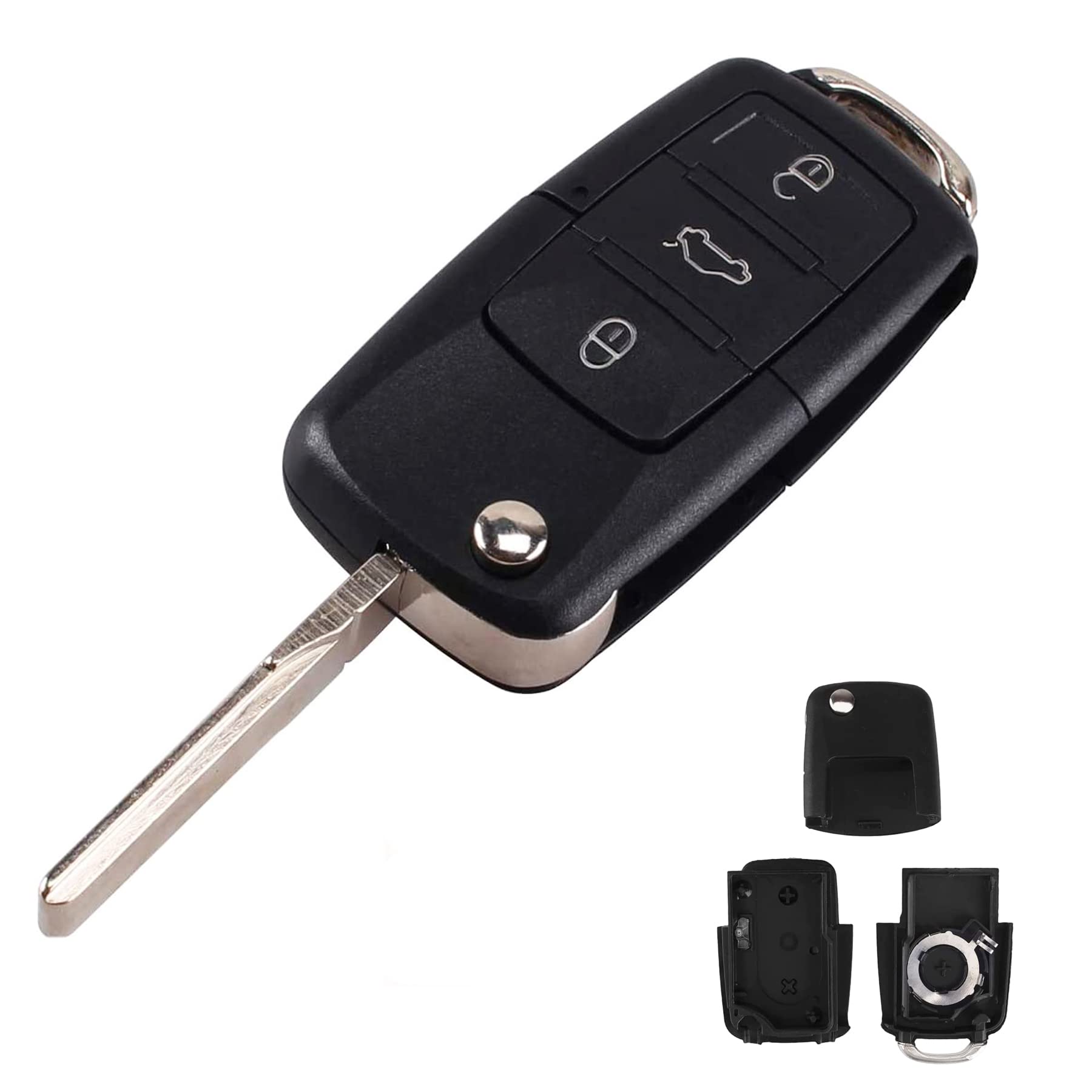 Heart Horse 3 Buttons Folding Vw Remote Flip Key Fob Cover Replacement For Vw Golf Mk6 Beetle Jetta Polo Sko da Touran Sharan Leon Octavia Key Cover Case (with Blade)