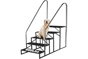 FRUYYZL RV Steps with Handrails, 5 Step RV Stairs 660 lbs Load Capacity, Step Ladder with Anti-Slip Panel, Mobile Home Stairs for Travel Trailers Black