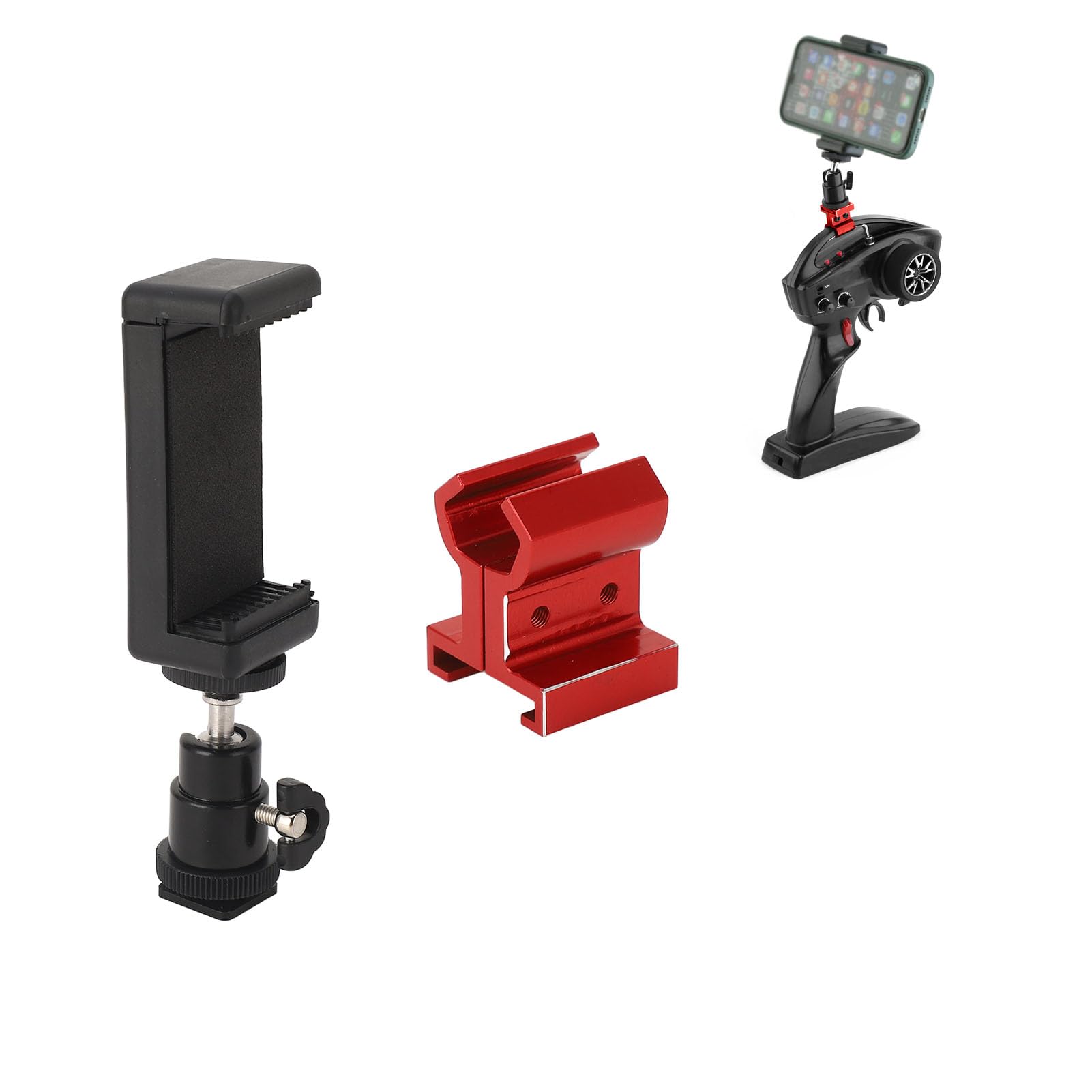 Fockety Universal Phone Mount for TX TQi, Adjustable Transmitter Phone Mount for Phones Over 5.5 Inch, FPV Display Monitor Screen Holder Mobile Cell Phone Bracket Mount Stand (Red)