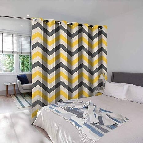 Amazon Com Yellow Chevron Kitchen Gromets Curtain And
