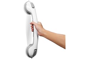 REYIU Grab Bars for Bathtubs and Showers, 16 Inch Shower Handle Heavy Duty Suction Cup Grab Bars for Shower Chair, Bathroom Safety Bar for Elderly (White 1 Pack)