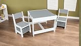simpa Children's Wooden Desk & 2 Storage Drawer Chairs - Grey Finish view 7