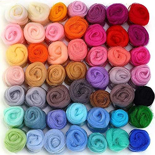50 Colors Spanish Color Wool Felt Poke Music Material Package DIY Suit | Wool Fiber roving Spinning Sewing Trim Needle Felt DIY Craft/Roving/Roving/Roving Wool/Needl/Felting Wool/Fibre Wool