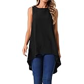 Seta T Women's High Low Tops Casual Sleeveless Blouse Crewneck Asymmetrical Loose Shirt Summer Top