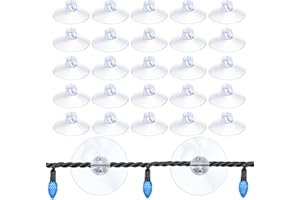 FONUNO Christmas Light Suction Cups 1 8/9" Holiday Suction Cup Hooks Holder for Hanging Christmas Light String Decoration No Tools Required (25 Pieces)