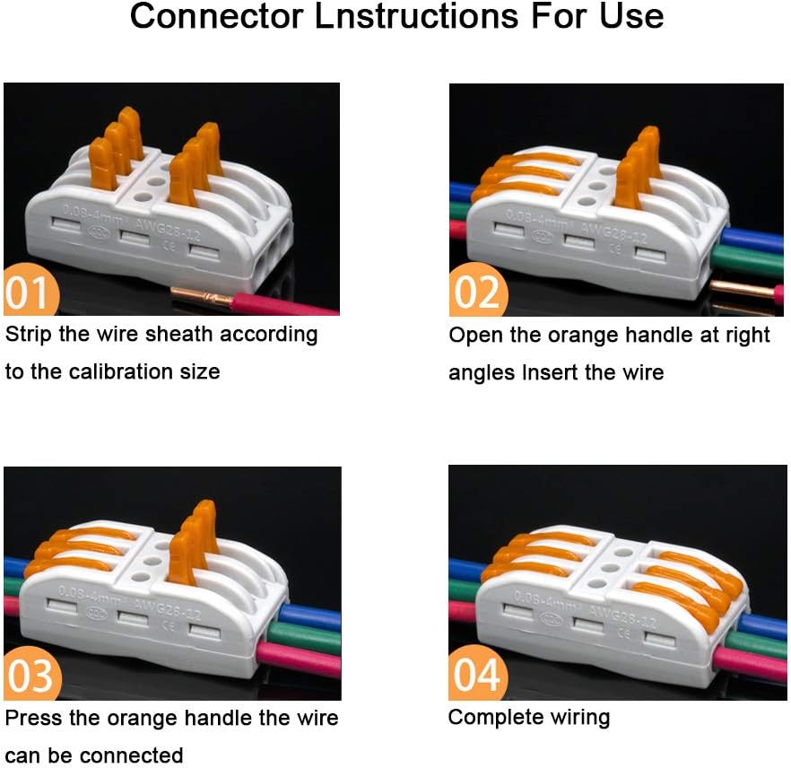 QitinDasen 12Pcs SPL-3 Lever-Nut Wire Connector, 3 in 3 out 6 Ports Conductor Compact Wire Connector, Orange - Image 5