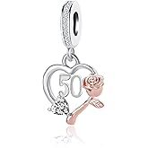 QeenseKc Birthday Number 13th 16th 18th 21st 30th 40th 50th 60th Heart Dangle Charm Compatible with Pandora Bracelet