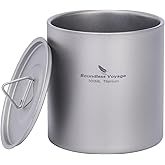 Boundless Voyage Titanium Double Walled Cups Ultralight Stackable Storage Metal Tea Coffee Drinking Mug Durable Portable Cup for Outdoor Camping Daily Use (300ml)
