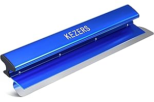 KEZERS 32" /80 cm Skimming Blade, 0.3mm Stainless Steel Blade, Smoothing & Knockdown Drywall Knife, Extruded Aluminum, Durable Wall-Board, High-Impact End Caps