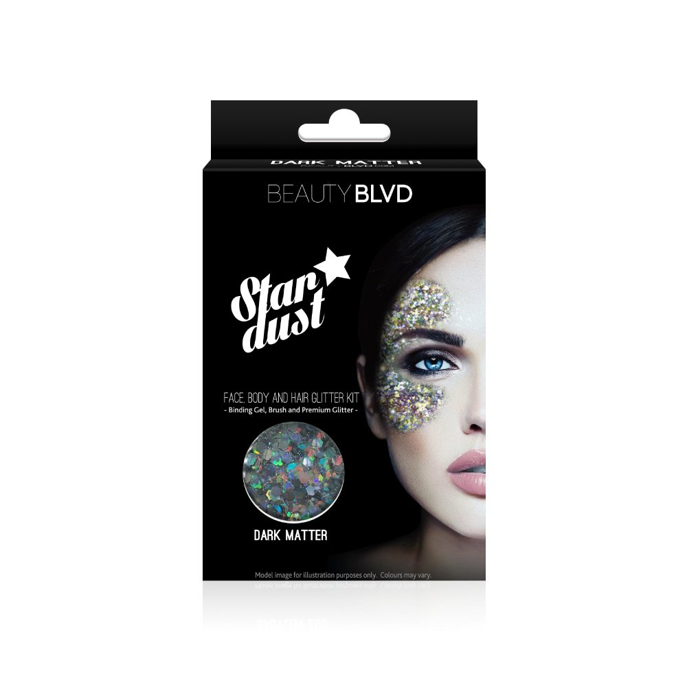 BEAUTYBLVD Stardust, Cruelty Free Face, Body and Hair Glitter Kit - Dark Matter