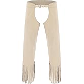 Jelory Western Cowboy Chaps for Men Adult Open Crotch Fringe Assless Motorcycle Chaps Pants Costume