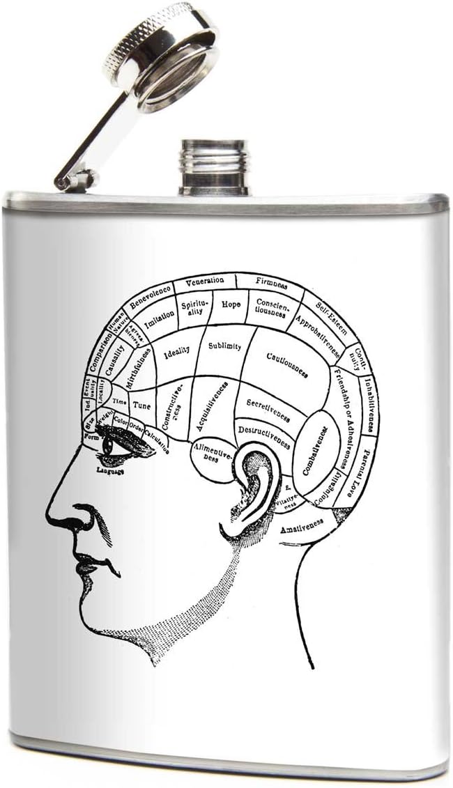 Oso and Bean Phrenology Head Brain Designer Hip Flask