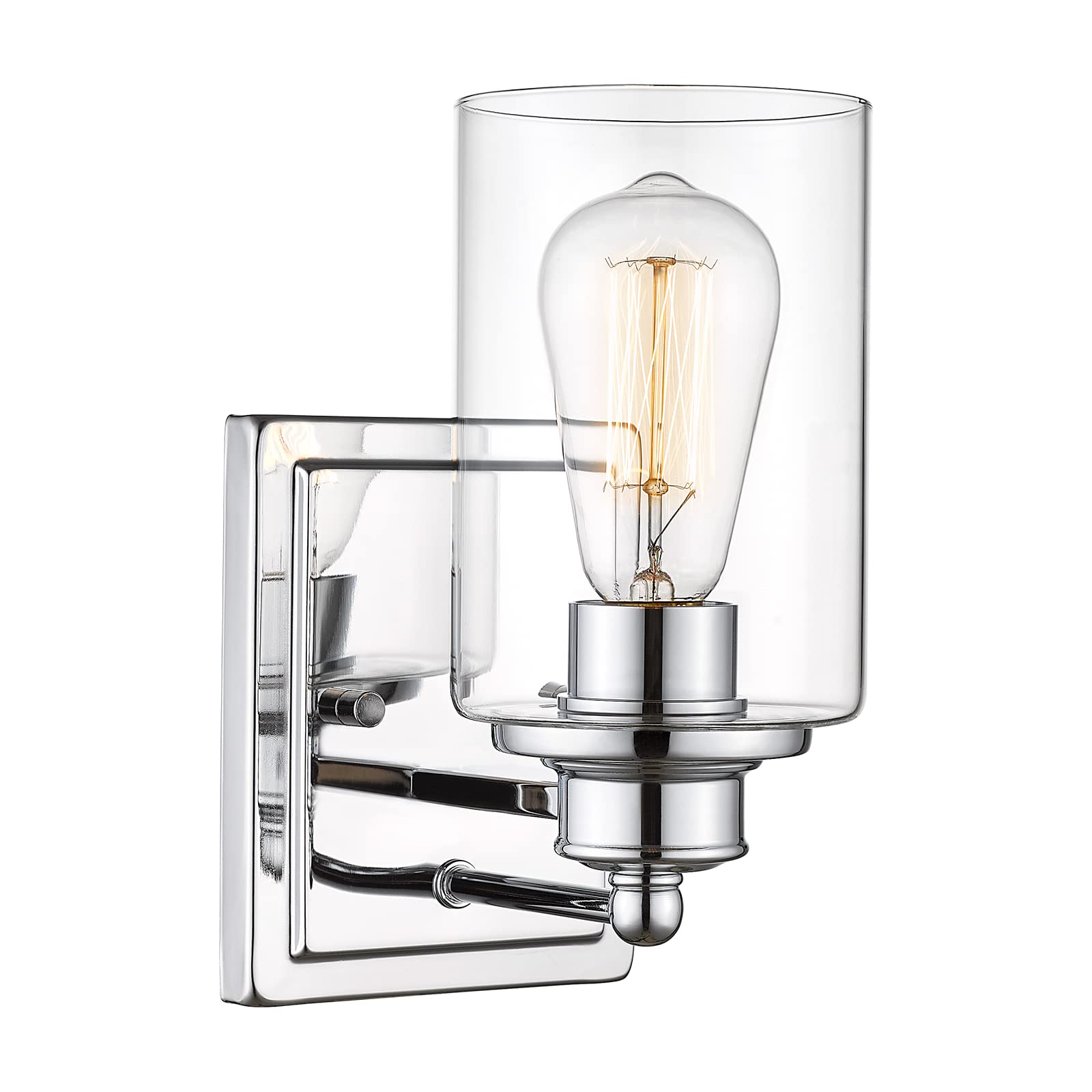 Photo 1 of (1 pair only) Bathroom Vanity Light Chrome, HWH Modern Wall Lighting Over Mirror, 1-Light Wall Sconce with Clear Glass Shade for Bathroom, Powder Room, Dressing Table, 5HLT63B CH