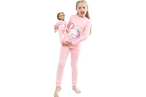 Babyroom Girls Matching Doll&Toddler 4 Piece Cotton Pajamas Toddler Christmas Sleepwear