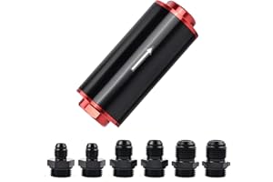 EVIL ENERGY Inline Fuel Filter 100 Micron with 6AN 8AN 10AN Adapter Universal 50MM (Bracket not included)