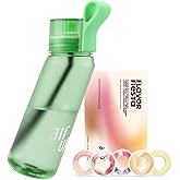 air up® water bottle (22 oz) for school, sports, gym | includes 5 scent pods & straw | flavored bottle in green – also for kids, boys, girls | no calories, sugar-free and suitable for carbonation