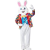 Padama Easter Bunny Costume Adult Deluxe Rabbit Mascot Costumes Onesie Party Plus Size Holiday Outfit for Men Unisex