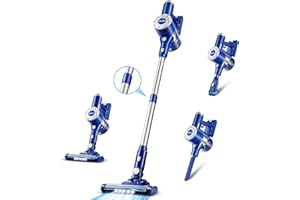 Moolan Cordless Vacuum Cleaner, 6 in 1 Rechargeable Lightweight Cordless Stick Vacuum with Powerful Suction, 40min Runtime 180° Rotating for Home Hardwood Floor