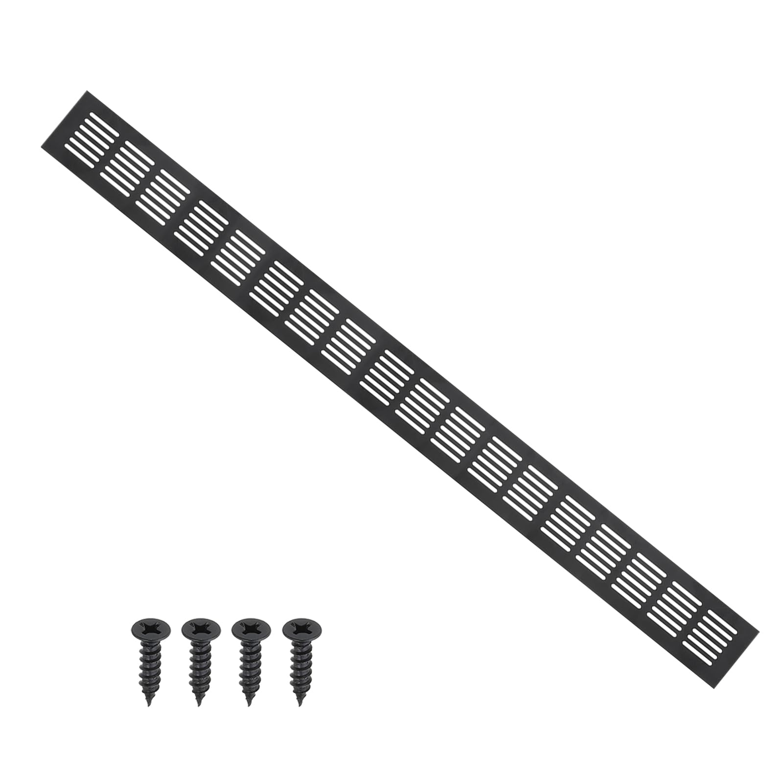 PATIKIL 27.6 x 2.4 Inch Door Air Vent Cover, Aluminum Grille Ventilation Cover Louvered with Mounting Screws for Cabinet Wardrobe Door, Black