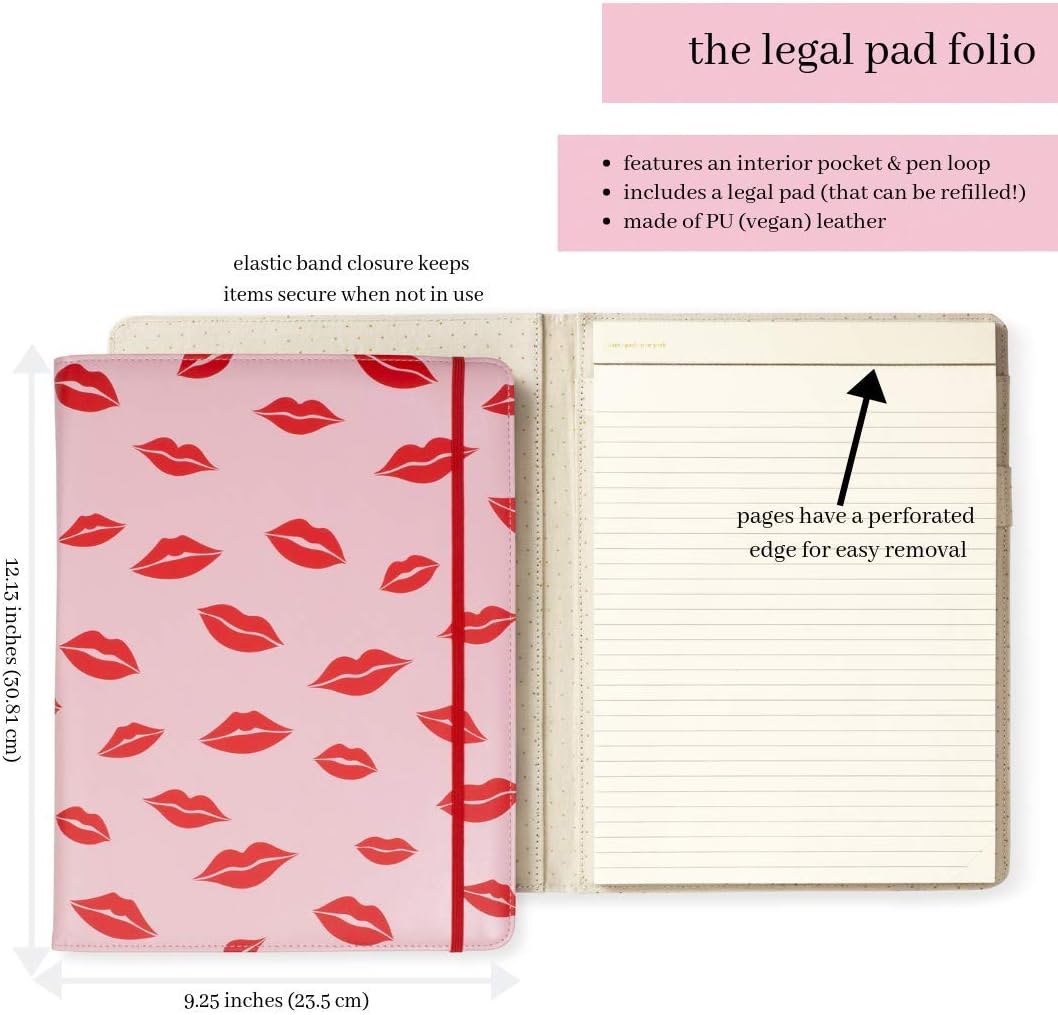 Kate Spade - Lips Notepad Organiser Folio, Red/Pink, One - Image 3