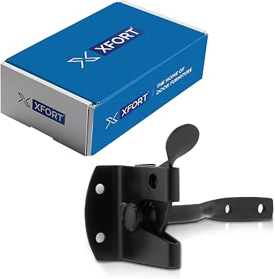 XFORT Black Auto Gate Latch Garden Gate Door Catch Shed Latch