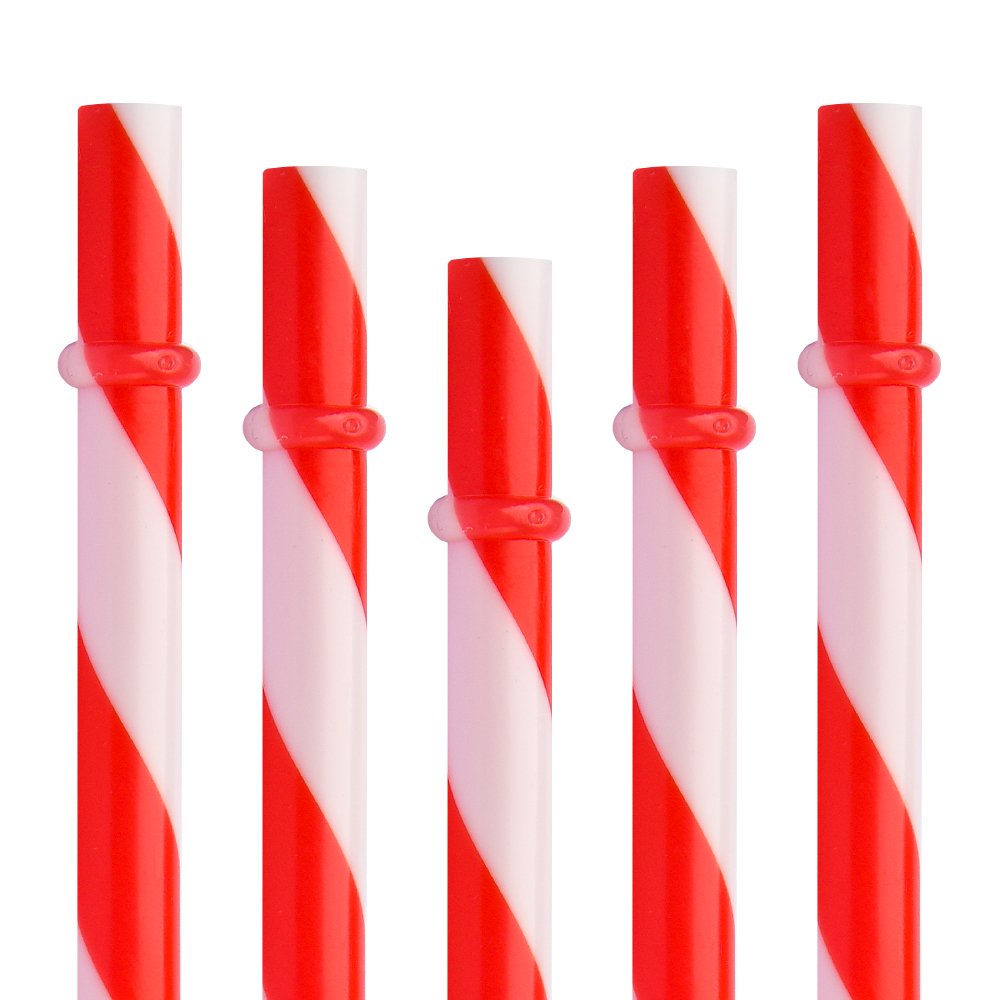 Dakoufish BPA Free 12 Piece 9 Inch Reusable Plastic Thick Drinking Straws for Mason Jar Rambler Big Stripe（9inch，Red）