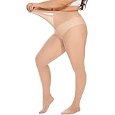 DUCMODA Plus Size Tights for Women, Ultra Soft Solid Color Semi-Opaque Pantyhose, Nylon High Waist Stockings 1X 2X 3X 4X