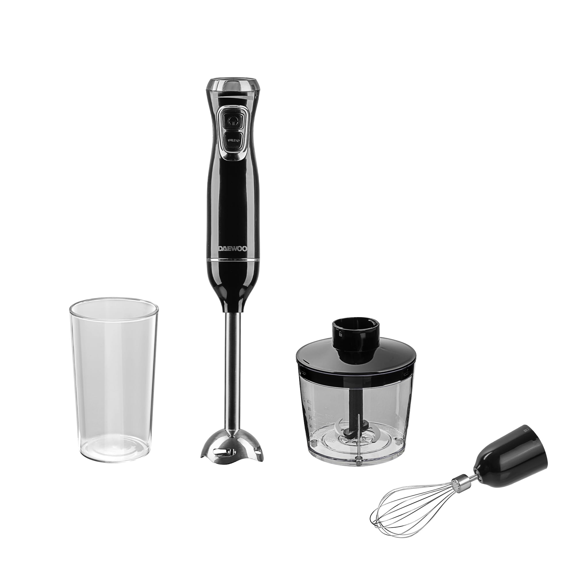 Daewoo Hand Held Blender Set With Whisk, Chopper And Jug, Turbo Boost, 2 Speed Controls, Stainless Steel Blades