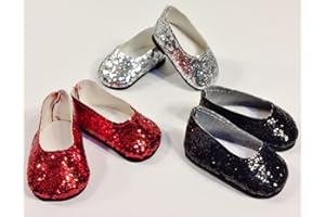THE WISHLIST STORE 18" Doll Shoes - Red, Silver, Black - Sparkle Glitter for American Girl Dolls