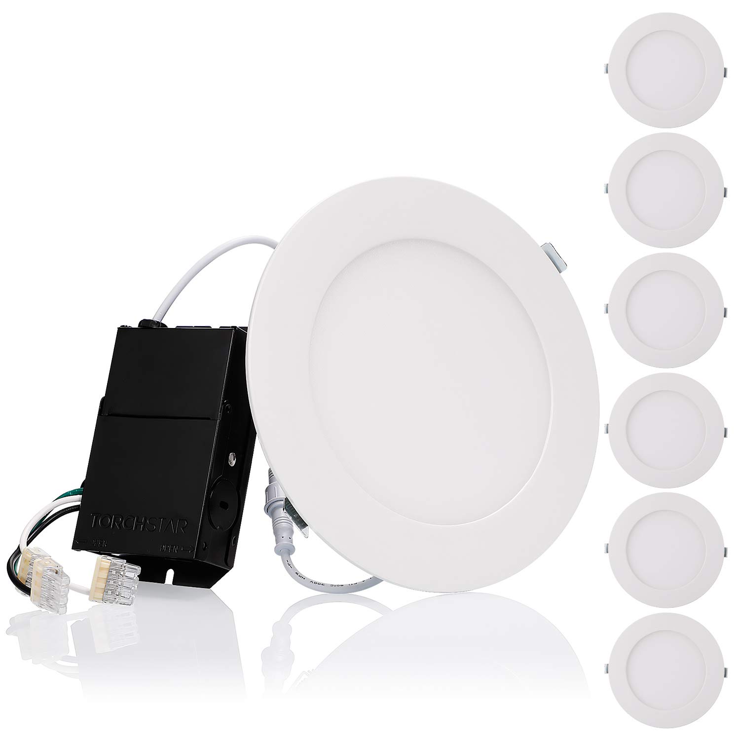 TORCHSTAR Premium 6 Inch Slim Panel Wafer Downlight with JBox, 13.5W Dimmable Ultra