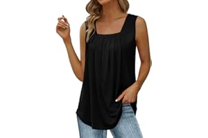 HUCHPI Tops for Women Trendy Tank Top Sleeveless Scoop Neck Dressy Vest Loose Fit Casual Workout Summer Tunic Shirts