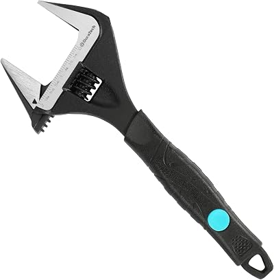 DURATECH 10-Inch Adjustable Wrench Wide Jaw 50mm Cr-V Steel SAE/Metric
