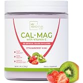 Calcium Magnesium Powder Supplement - Strawberry Kiwi, 30 Servings | Magnesium Calcium Carbonate Powder for Strong Bones - Natural Magnesium Powder for Sleep Quality - Magnesium Citrate Powder
