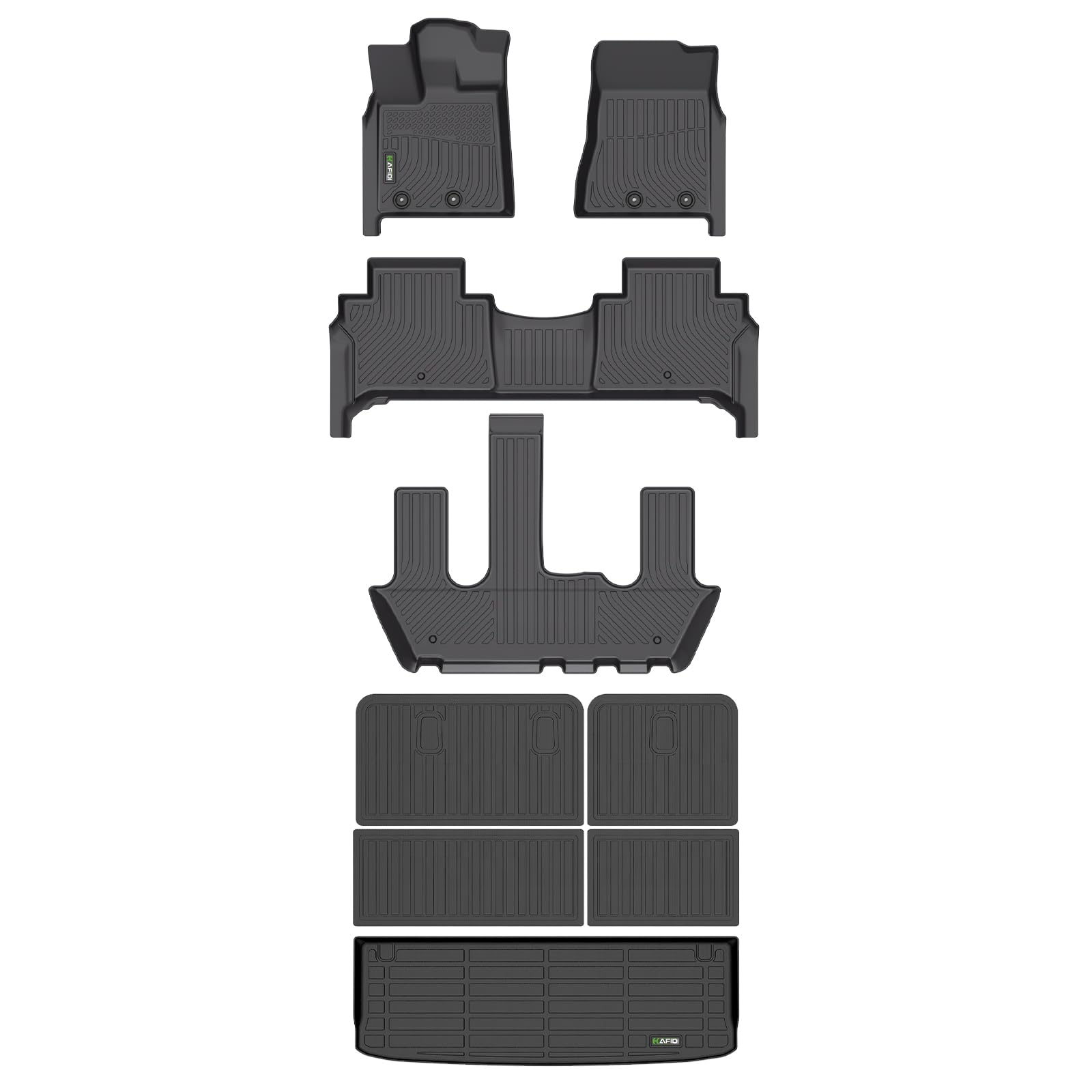 HAFIDI® Floor Mats & Cargo Liner & Seatback Cargo Set Fit for 2025 2026 Nissan Armada/Infiniti QX80 7 Seats Bucket Seat All Weather Protection TPE Anti-Slip Floor Liners Accessories - Black Image